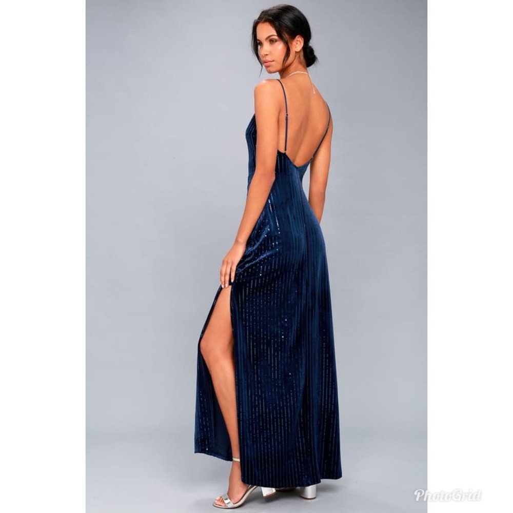 Lulus Studio Lounge Navy Blue Velvet